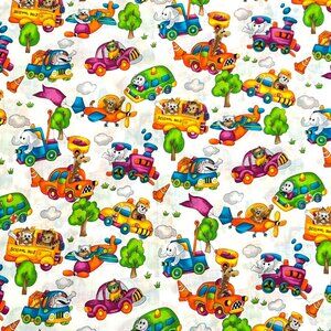 Allies Room By RJR Fashion Fabrics Childrens Colorful Cars Planes Animals 1 1/8